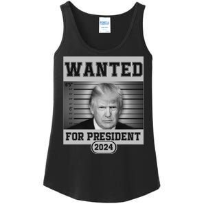 Donald Trump Wanted For President 2024 President Trump Mugshot Ladies Essential Tank