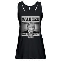 Donald Trump Wanted For President 2024 President Trump Mugshot Ladies Essential Flowy Tank