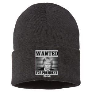 Donald Trump Wanted For President 2024 President Trump Mugshot Sustainable Knit Beanie