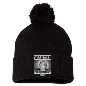 Donald Trump Wanted For President 2024 President Trump Mugshot Pom Pom 12in Knit Beanie