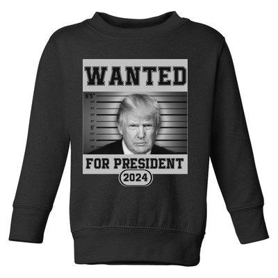 Donald Trump Wanted For President 2024 President Trump Mugshot Toddler Sweatshirt