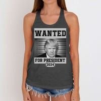 Donald Trump Wanted For President 2024 President Trump Mugshot Women's Knotted Racerback Tank