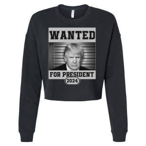 Donald Trump Wanted For President 2024 President Trump Mugshot Cropped Pullover Crew