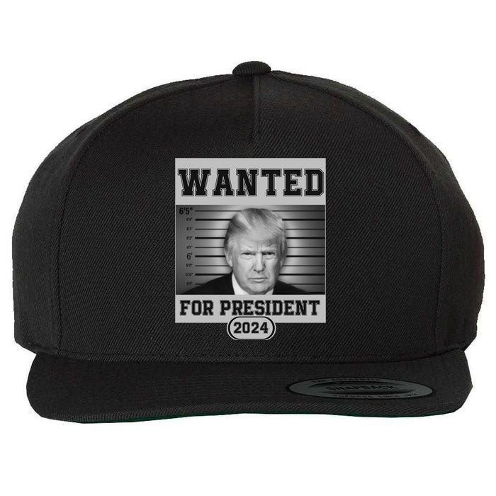 Donald Trump Wanted For President 2024 President Trump Mugshot Wool Snapback Cap