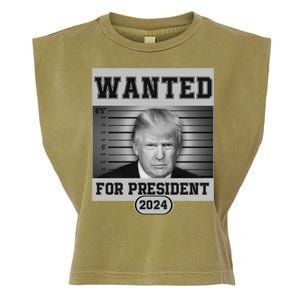 Donald Trump Wanted For President 2024 President Trump Mugshot Garment-Dyed Women's Muscle Tee