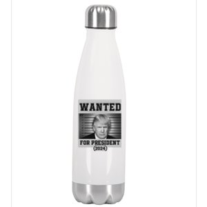 Donald Trump Wanted For President 2024 President Trump Mugshot Stainless Steel Insulated Water Bottle