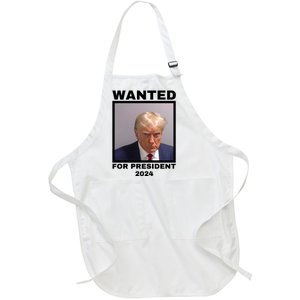 Trump wanted for President 2024 Trump Mugshot Full-Length Apron With Pockets