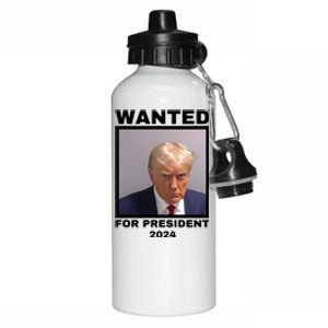 Trump wanted for President 2024 Trump Mugshot Aluminum Water Bottle