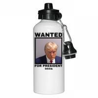 Trump wanted for President 2024 Trump Mugshot Aluminum Water Bottle