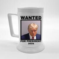 Trump wanted for President 2024 Trump Mugshot Beer Stein