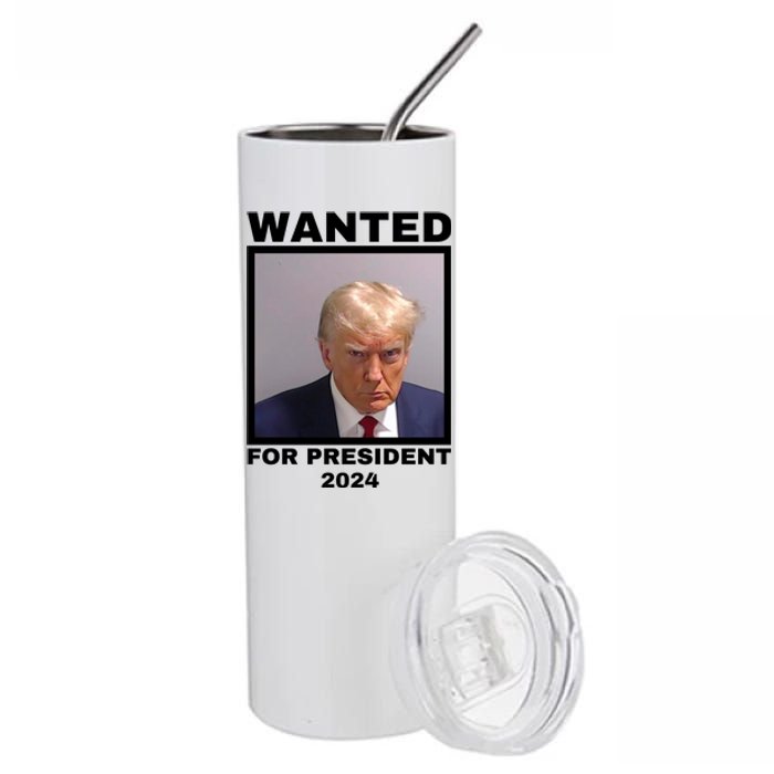 Trump wanted for President 2024 Trump Mugshot Stainless Steel Tumbler