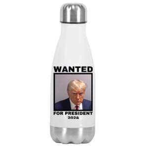 Trump wanted for President 2024 Trump Mugshot Stainless Steel Insulated Water Bottle