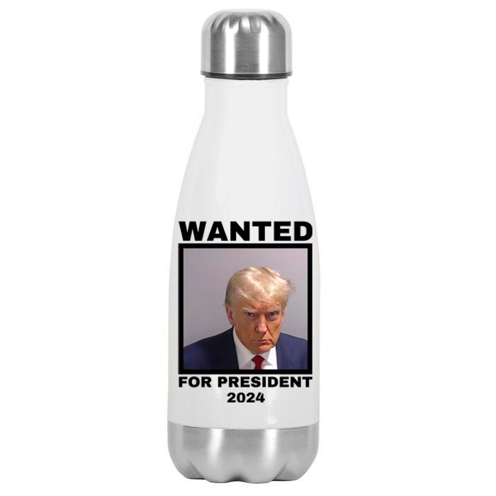 Trump wanted for President 2024 Trump Mugshot Stainless Steel Insulated Water Bottle