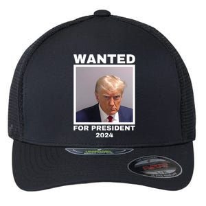 Trump wanted for President 2024 Trump Mugshot Flexfit Unipanel Trucker Cap