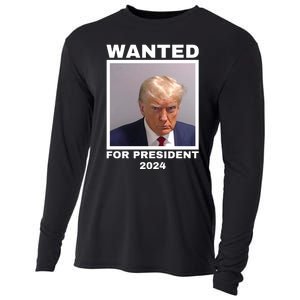 Trump wanted for President 2024 Trump Mugshot Cooling Performance Long Sleeve Crew