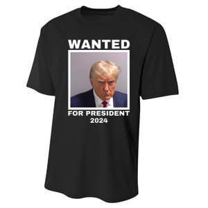 Trump wanted for President 2024 Trump Mugshot Performance Sprint T-Shirt