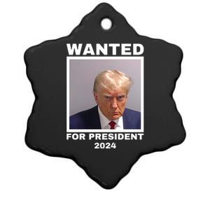 Trump wanted for President 2024 Trump Mugshot Ceramic Star Ornament