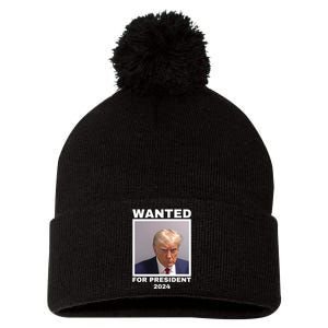 Trump wanted for President 2024 Trump Mugshot Pom Pom 12in Knit Beanie