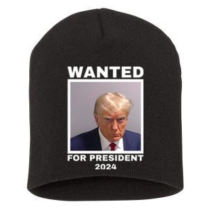 Trump wanted for President 2024 Trump Mugshot Short Acrylic Beanie