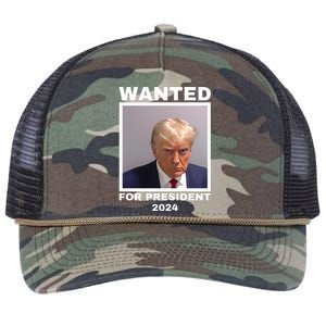 Trump wanted for President 2024 Trump Mugshot Retro Rope Trucker Hat Cap