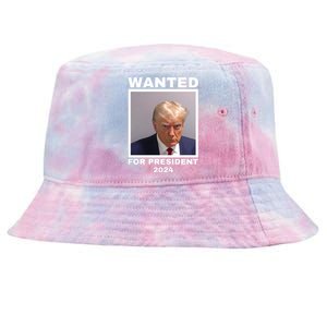 Trump wanted for President 2024 Trump Mugshot Tie-Dyed Bucket Hat