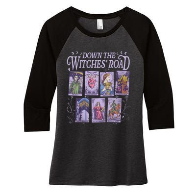 Down The Witches Road Women's Tri-Blend 3/4-Sleeve Raglan Shirt