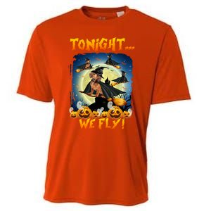 Dachshund Tonight We Fly Funny Dachshund Witch Fly Halloween Gift Cooling Performance Crew T-Shirt