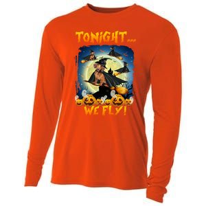 Dachshund Tonight We Fly Funny Dachshund Witch Fly Halloween Gift Cooling Performance Long Sleeve Crew