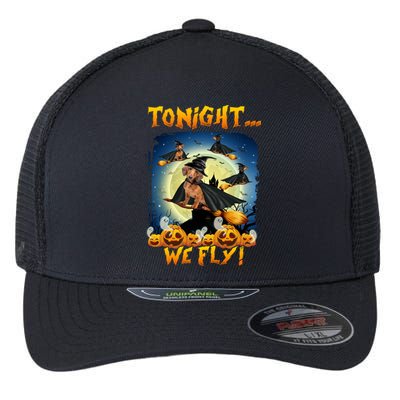 Dachshund Tonight We Fly Funny Dachshund Witch Fly Halloween Gift Flexfit Unipanel Trucker Cap