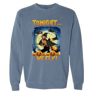 Dachshund Tonight We Fly Funny Dachshund Witch Fly Halloween Gift Garment-Dyed Sweatshirt