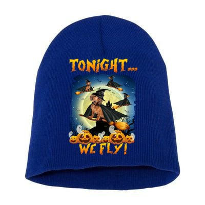 Dachshund Tonight We Fly Funny Dachshund Witch Fly Halloween Gift Short Acrylic Beanie