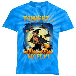 Dachshund Tonight We Fly Funny Dachshund Witch Fly Halloween Gift Kids Tie-Dye T-Shirt