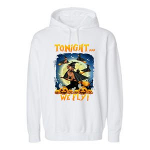 Dachshund Tonight We Fly Funny Dachshund Witch Fly Halloween Gift Garment-Dyed Fleece Hoodie