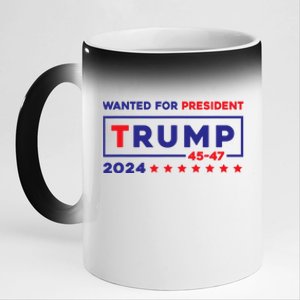 Donald Trump Wanted For President 2024 / 45 47 11oz Black Color Changing Mug