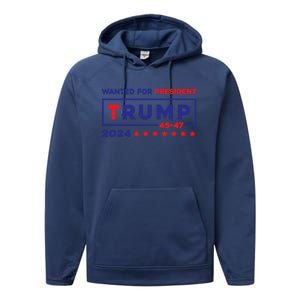 Donald Trump Wanted For President 2024 / 45 47 Performance Fleece Hoodie