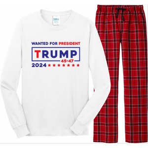 Donald Trump Wanted For President 2024 / 45 47 Long Sleeve Pajama Set