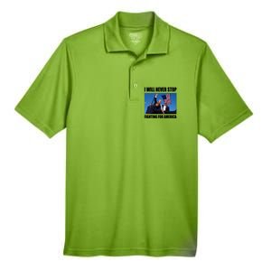 Donald Trump Will Never Stop Fighting For America Men's Origin Performance Pique Polo