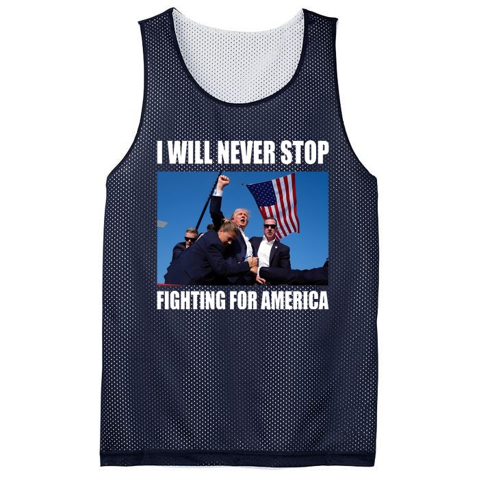 Donald Trump Will Never Stop Fighting For America Mesh Reversible Basketball Jersey Tank