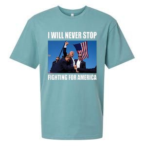 Donald Trump Will Never Stop Fighting For America Sueded Cloud Jersey T-Shirt