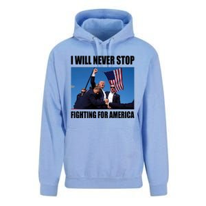 Donald Trump Will Never Stop Fighting For America Unisex Surf Hoodie