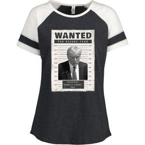 Donald Trump Wanted For President 2024 President Trump Mugshot Enza Ladies Jersey Colorblock Tee