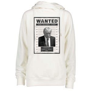 Donald Trump Wanted For President 2024 President Trump Mugshot Womens Funnel Neck Pullover Hood