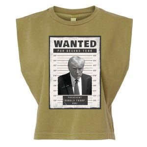 Donald Trump Wanted For President 2024 President Trump Mugshot Garment-Dyed Women's Muscle Tee