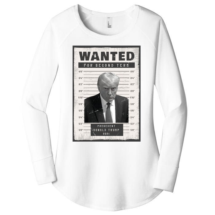 Donald Trump Wanted For President 2024 President Trump Mugshot Women's Perfect Tri Tunic Long Sleeve Shirt