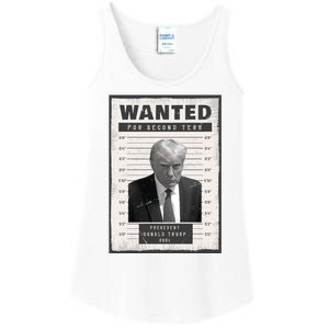 Donald Trump Wanted For President 2024 President Trump Mugshot Ladies Essential Tank