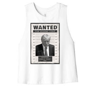 Donald Trump Wanted For President 2024 President Trump Mugshot Women's Racerback Cropped Tank