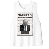 Donald Trump Wanted For President 2024 President Trump Mugshot Women's Racerback Cropped Tank