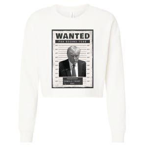 Donald Trump Wanted For President 2024 President Trump Mugshot Cropped Pullover Crew