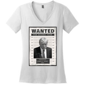 Donald Trump Wanted For President 2024 President Trump Mugshot Women's V-Neck T-Shirt