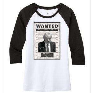 Donald Trump Wanted For President 2024 President Trump Mugshot Women's Tri-Blend 3/4-Sleeve Raglan Shirt